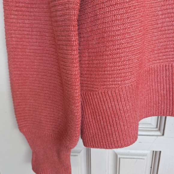 Sonoma Sweater Rust SzXL 1/4Zip Wide Collar /Cuffs Long Sleeves Hem Slit Sides - Picture 10 of 12